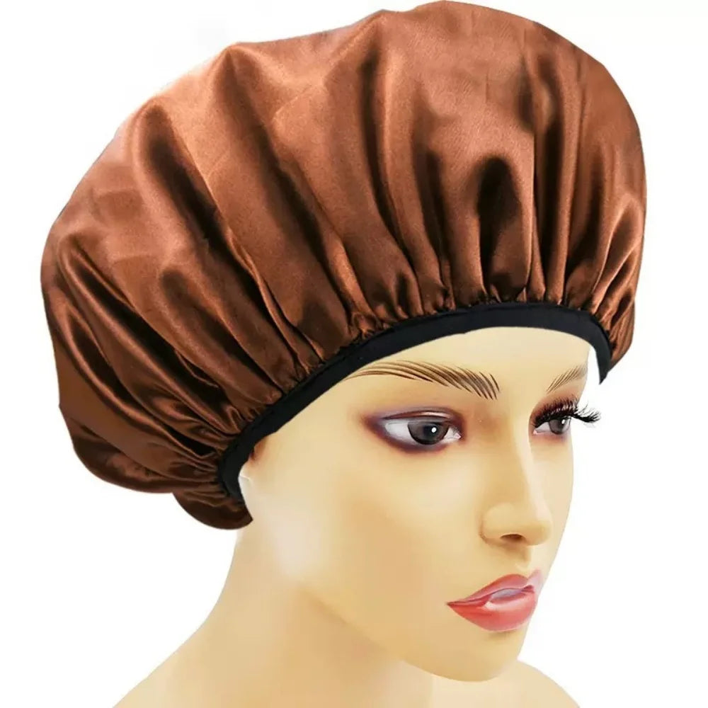 Reusable shower cap with dry hair function, suitable for women, microfiber towel fabric, silky satin surface, 100% waterproof, s