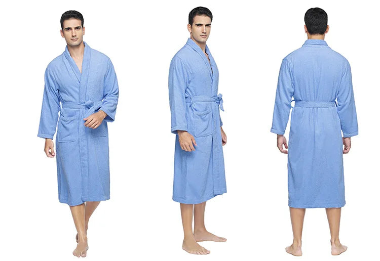 100% Cotton Robe Toweling Terry Robe Unisex lovers Soft Bath Robe Men And Women Nightrobe Sleepwear Male Casual Home Bathrobe