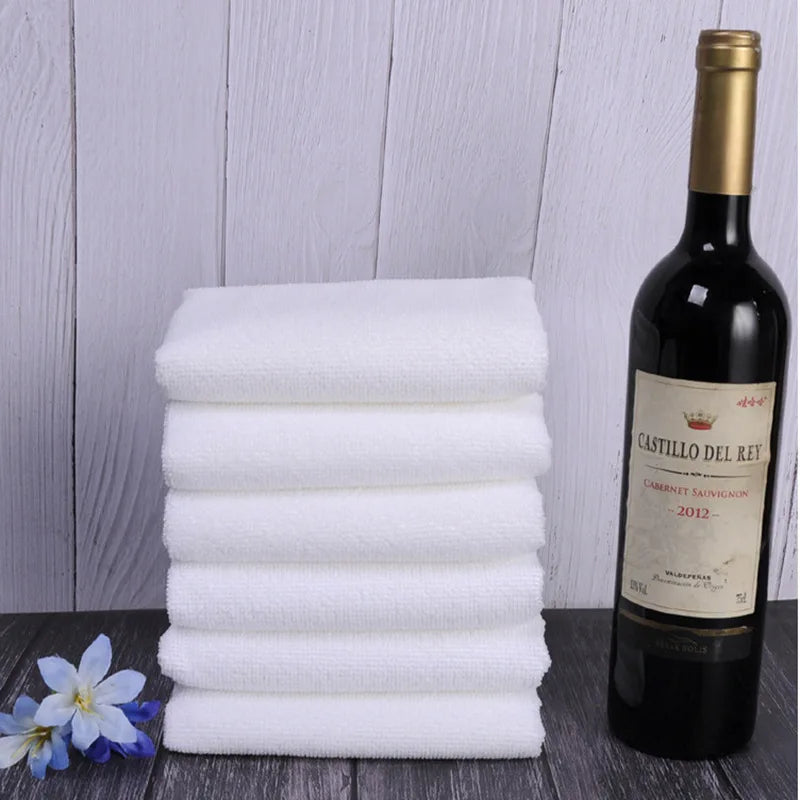 10PC White Ultra Soft Microfiber Fabric Face Towel Hotel Bath Towel Wash Hand Towels Portable Terry Multifunctional