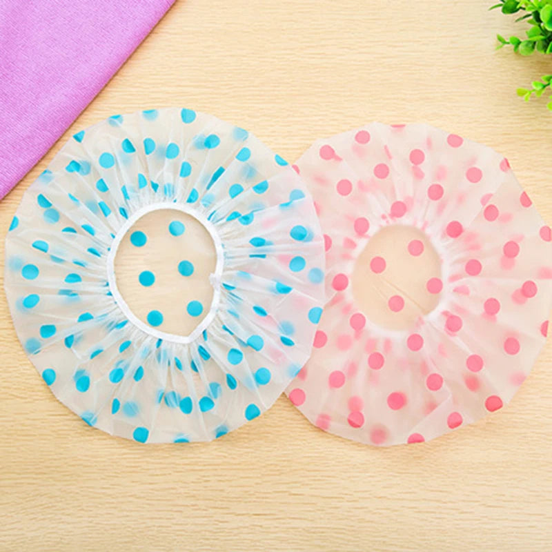 Shower Caps Bathing Waterproof Adult Hair Drying Caps Dustproof Plastic Head Covers for Women Hair Salon Elastic Shower Cap