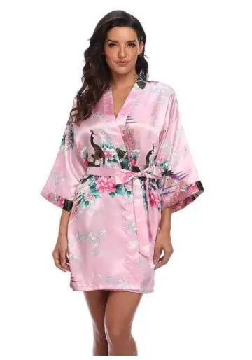 Sexy Print Kimono Gown Satin Women Bathrobe Bridal Wedding Gift Silky Sleepwear Nightdress Oversize 3XL Nightgown Homewear