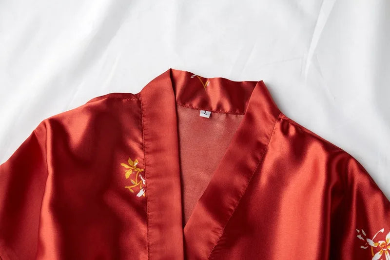 Fashion Satin Robe Female Bathrobe Sexy peignoir femme Silk Kimono Bride Dressing gown sleepwear Night Grow For Women