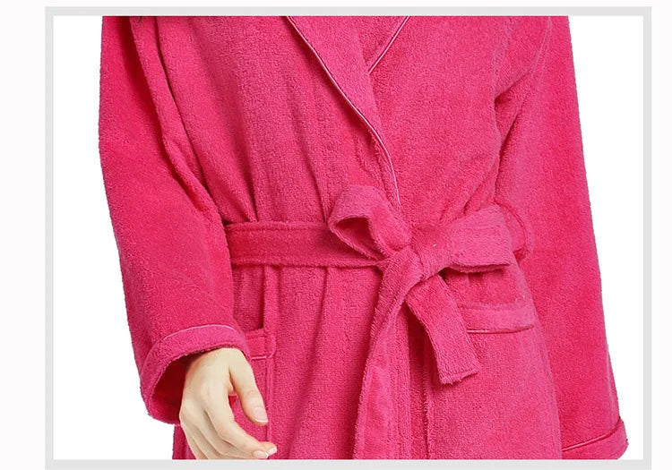 100% Cotton Robe Toweling Terry Robe Unisex lovers Soft Bath Robe Men And Women Nightrobe Sleepwear Male Casual Home Bathrobe