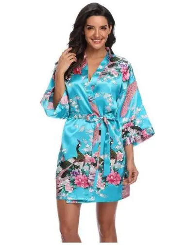 Sexy Print Kimono Gown Satin Women Bathrobe Bridal Wedding Gift Silky Sleepwear Nightdress Oversize 3XL Nightgown Homewear