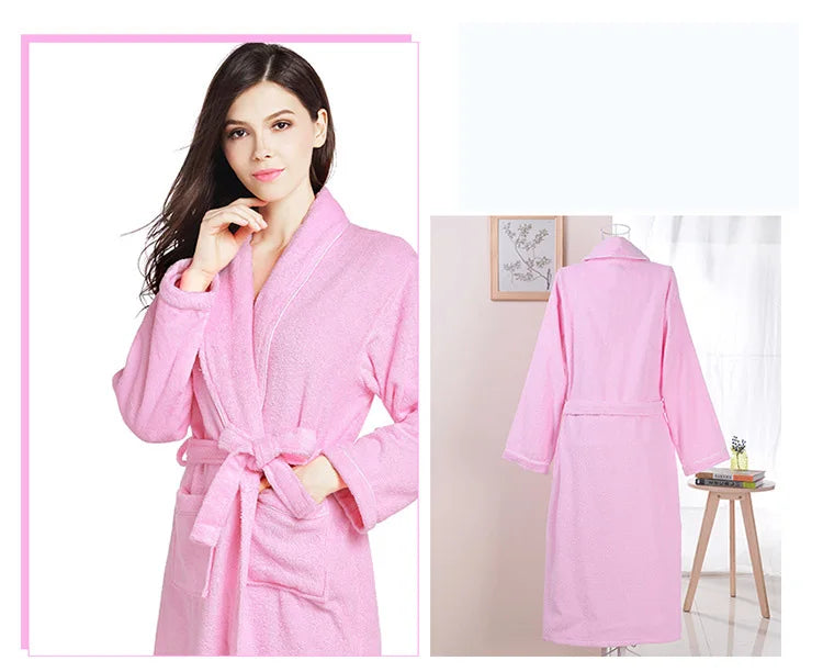 100% Cotton Robe Toweling Terry Robe Unisex lovers Soft Bath Robe Men And Women Nightrobe Sleepwear Male Casual Home Bathrobe