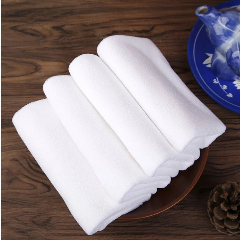 10PC White Ultra Soft Microfiber Fabric Face Towel Hotel Bath Towel Wash Hand Towels Portable Terry Multifunctional