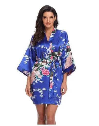 Sexy Print Kimono Gown Satin Women Bathrobe Bridal Wedding Gift Silky Sleepwear Nightdress Oversize 3XL Nightgown Homewear