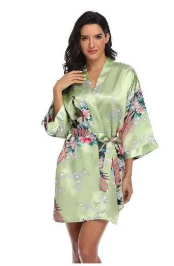 Sexy Print Kimono Gown Satin Women Bathrobe Bridal Wedding Gift Silky Sleepwear Nightdress Oversize 3XL Nightgown Homewear
