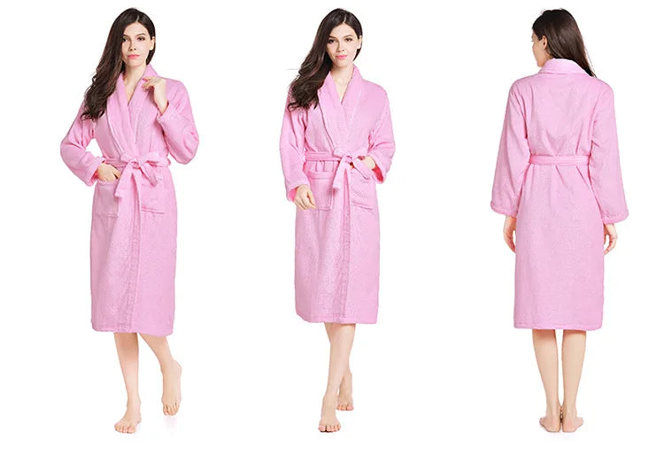 100% Cotton Robe Toweling Terry Robe Unisex lovers Soft Bath Robe Men And Women Nightrobe Sleepwear Male Casual Home Bathrobe
