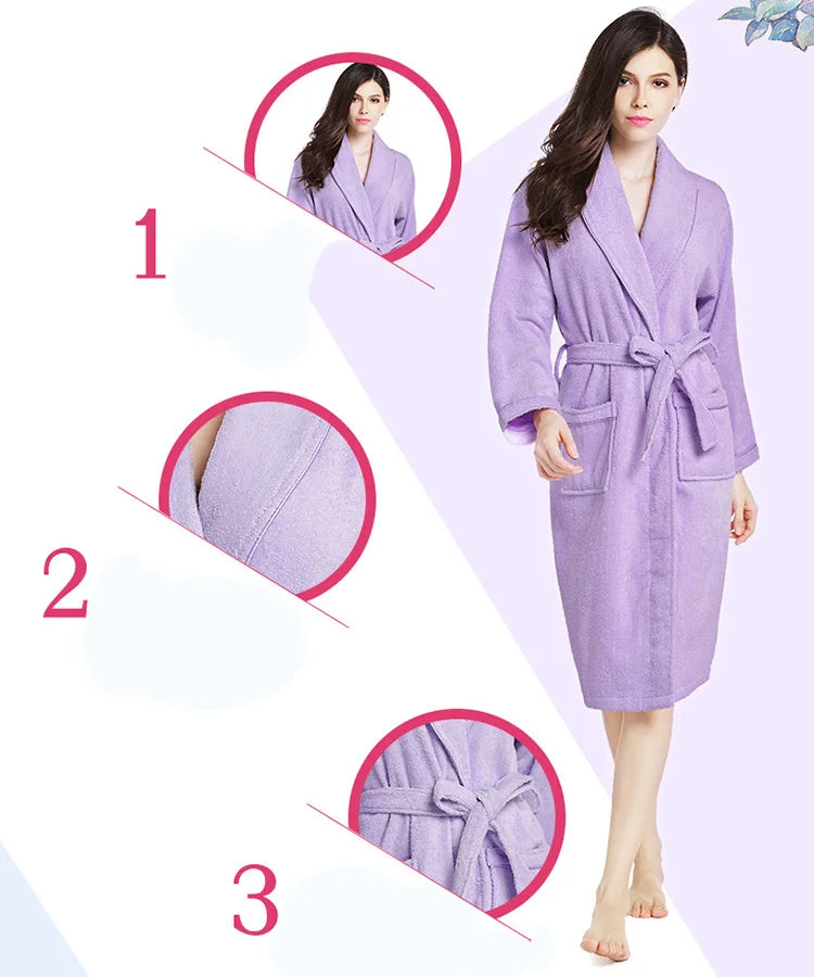 100% Cotton Robe Toweling Terry Robe Unisex lovers Soft Bath Robe Men And Women Nightrobe Sleepwear Male Casual Home Bathrobe