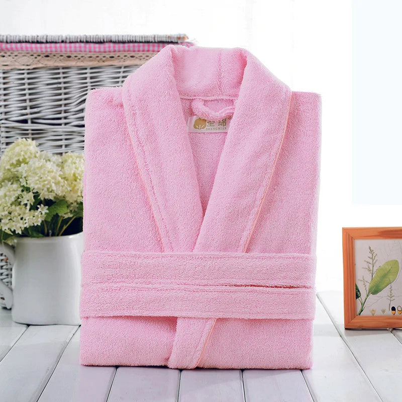 100% Cotton Robe Toweling Terry Robe Unisex lovers Soft Bath Robe Men And Women Nightrobe Sleepwear Male Casual Home Bathrobe
