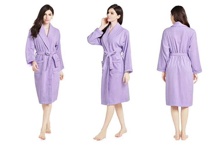 100% Cotton Robe Toweling Terry Robe Unisex lovers Soft Bath Robe Men And Women Nightrobe Sleepwear Male Casual Home Bathrobe