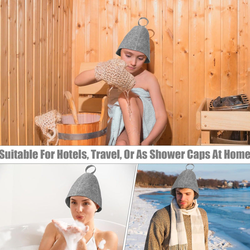sauna Anti Heat Sauna Hat Thicken Wool Felt Shower Cap Hair Turban Quickly Towel Drying Towel Hats Sauna Bathroom Accessories