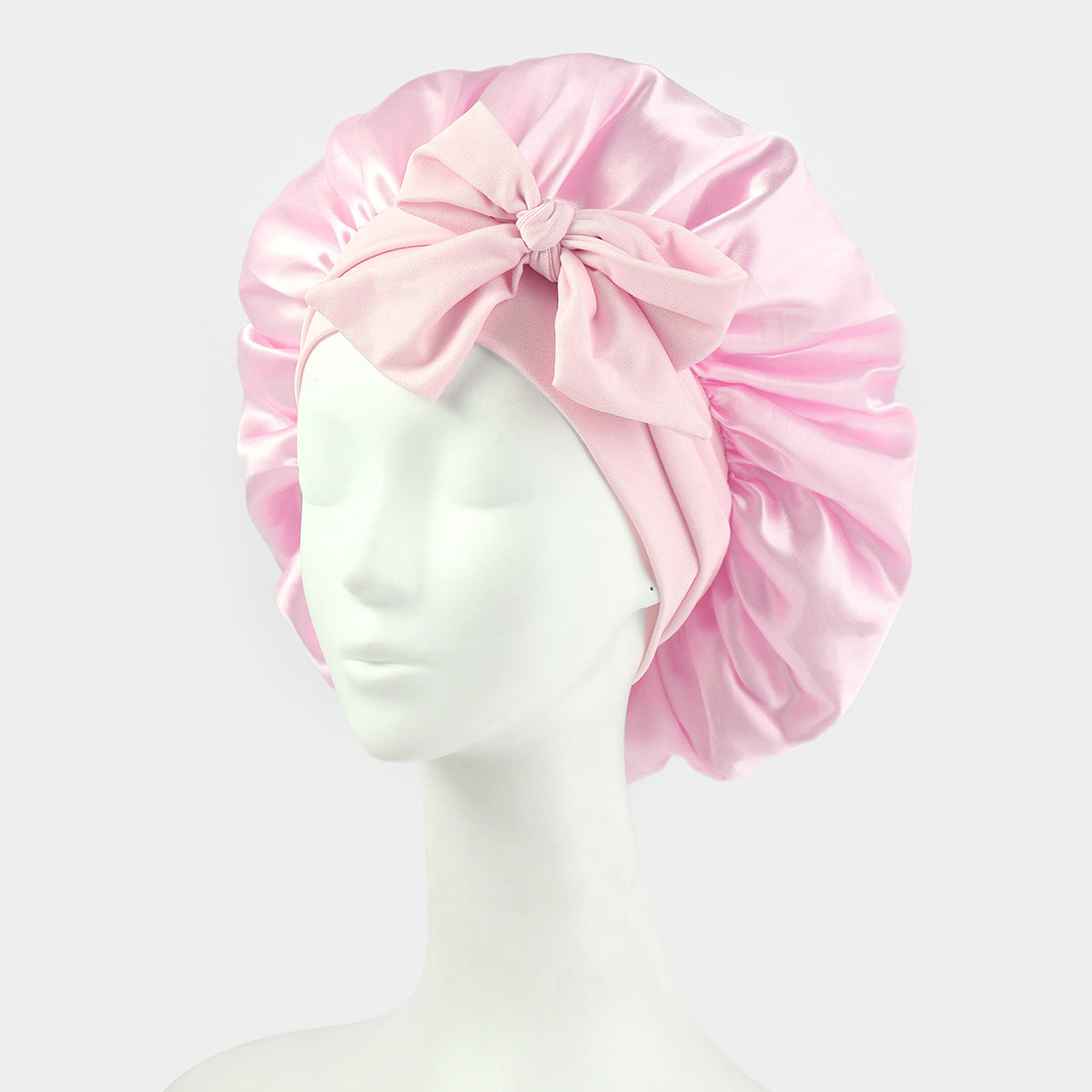 Satin Shower Cap For Women Solid Wide Band Stretch Head Tie Silky Bonnet Edge Wrap Nightcap Hair Care Sleeping Cap Head Cover