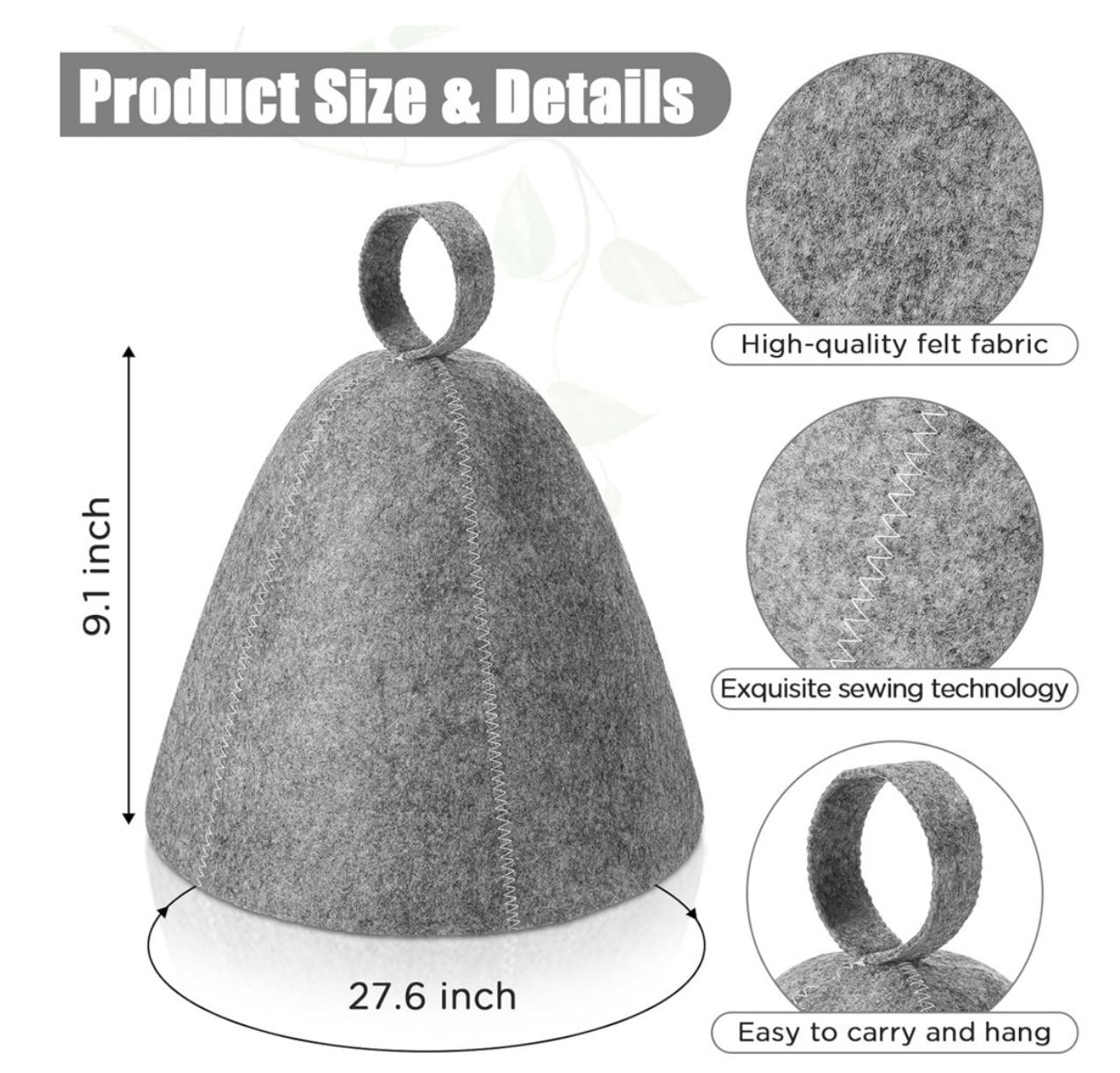 sauna  Anti Heat Sauna Hat Thicken Wool Felt Shower Cap Hair Turban Quickly Towel Drying Towel Hats Sauna Bathroom Accessories