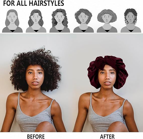 Satin Shower Cap For Women Solid Wide Band Stretch Head Tie Silky Bonnet Edge Wrap Nightcap Hair Care Sleeping Cap Head Cover