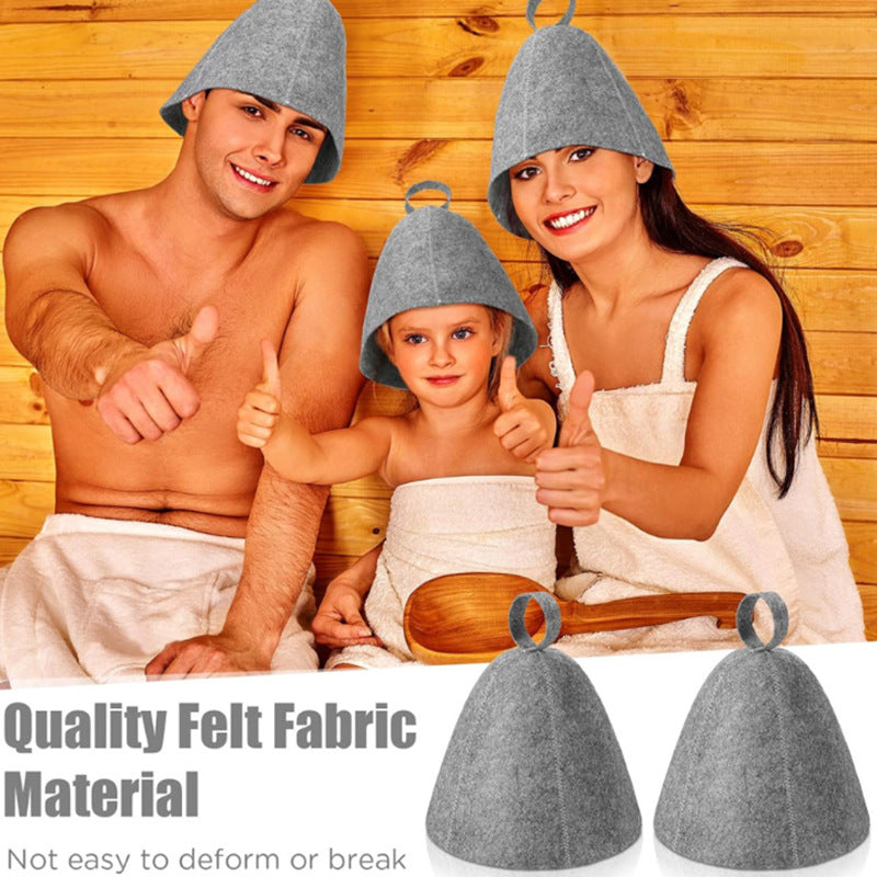 sauna  Anti Heat Sauna Hat Thicken Wool Felt Shower Cap Hair Turban Quickly Towel Drying Towel Hats Sauna Bathroom Accessories