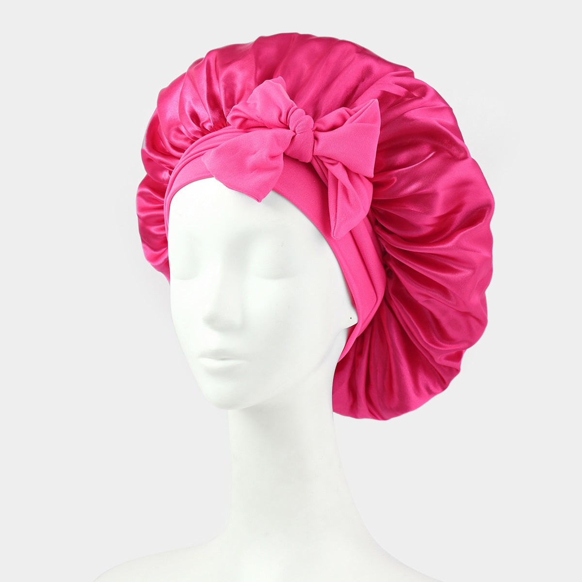 Satin Shower Cap For Women Solid Wide Band Stretch Head Tie Silky Bonnet Edge Wrap Nightcap Hair Care Sleeping Cap Head Cover