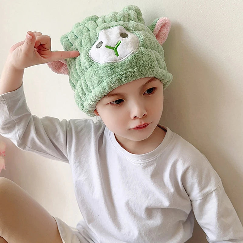 1pcs Cartoon Cute Shower Cap Microfiber Hair Turban Quickly Dry Hair Hat Wrapped Towel Bathing Shower Cap Bathroom Cap
