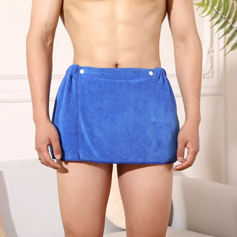 Men's Sexy Shorts Bathrobe Bath Towel Soft Side Open Pajamas Bath Towel Thick Swimming Soft Beach Shower Culottes Adult Pajamas