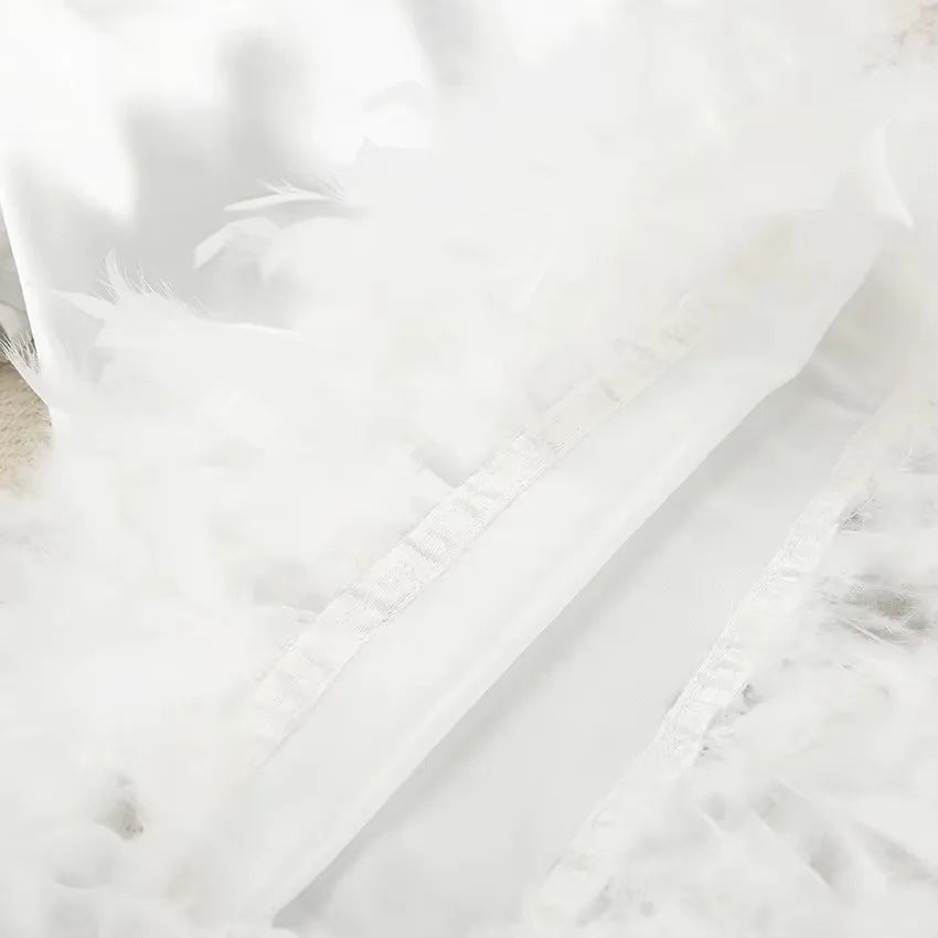 Wedding Bride Robe Morning Gown Elegant Feather Female Kimono Bathrobe Gown Sexy Rayon Summer New Sleepwear Nightwear Lingerie