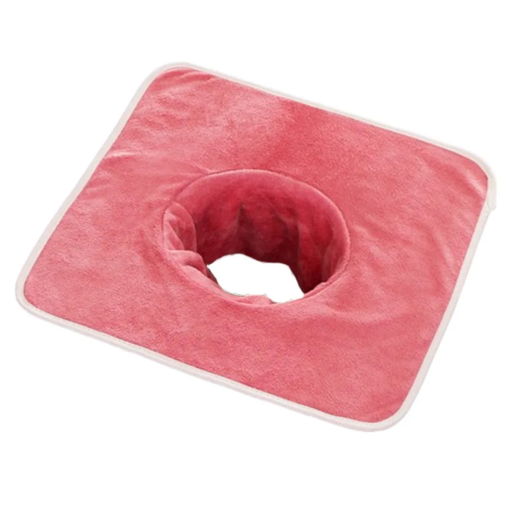 Thickened Massage Face Towel Breathable Soft Beauty Salon Towel with Hole Solid Color Headrest Pads for Beauty Salons