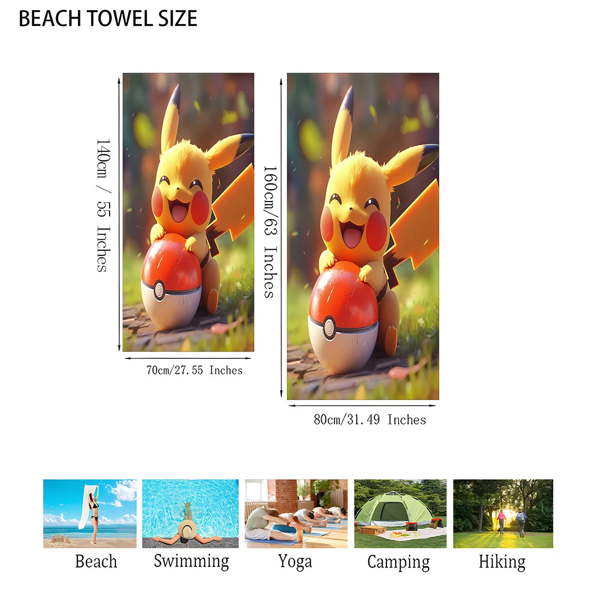 MINISO Cartoon Anime Printed Beach Towels,large Microfiber Towel,Quick Drying Swimming Towels,Gym Towels，large Bathroom Towels