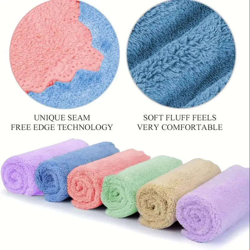 1-50pcs Hand Towels Small 24x24cm Coral Fleece Solid Color Face Towel For Kids Good Water Absorption Dish Towel toalha de banho
