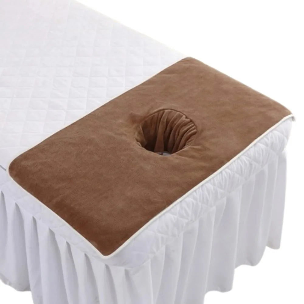 Thickened Massage Face Towel Breathable Soft Beauty Salon Towel with Hole Solid Color Headrest Pads for Beauty Salons