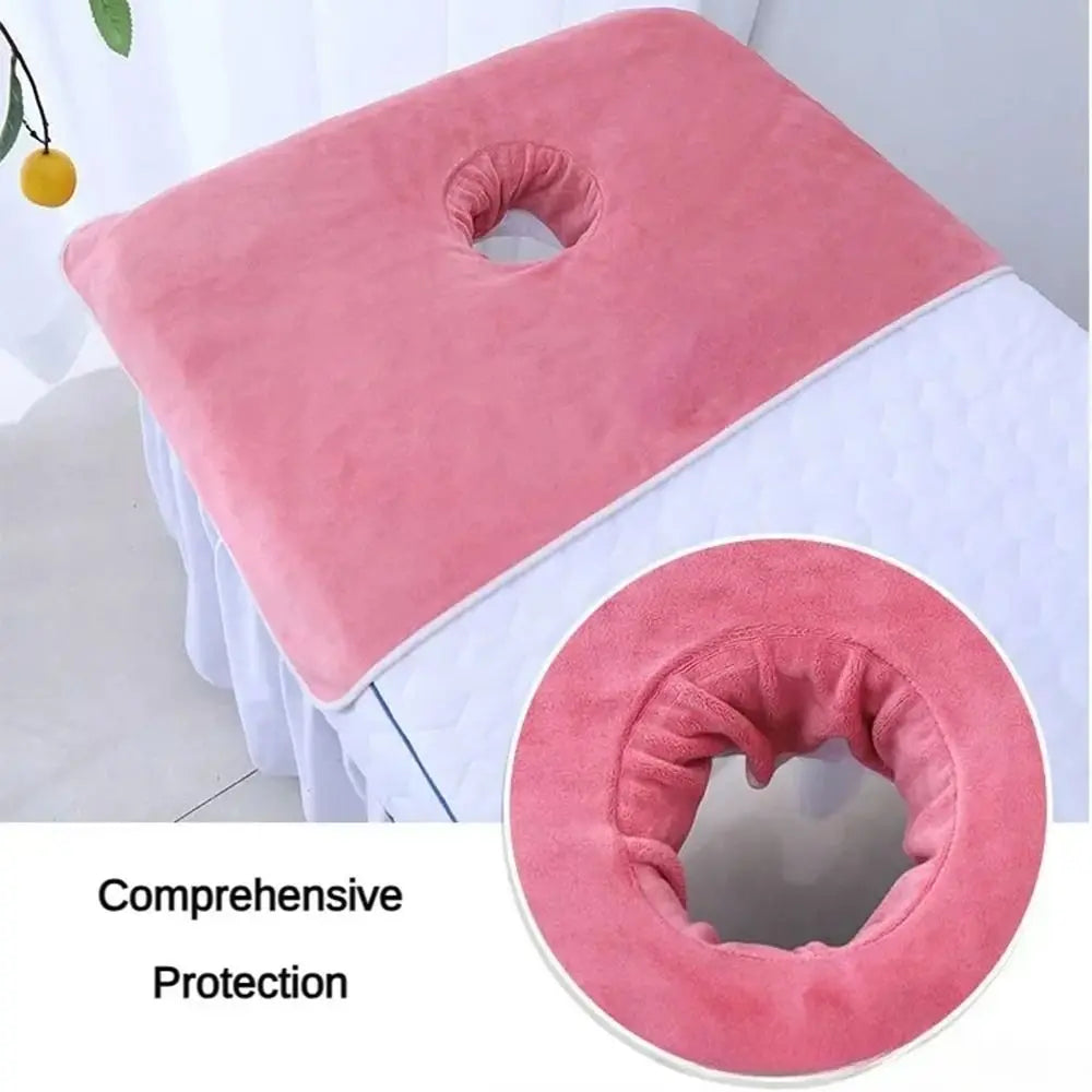 Thickened Massage Face Towel Breathable Soft Beauty Salon Towel with Hole Solid Color Headrest Pads for Beauty Salons