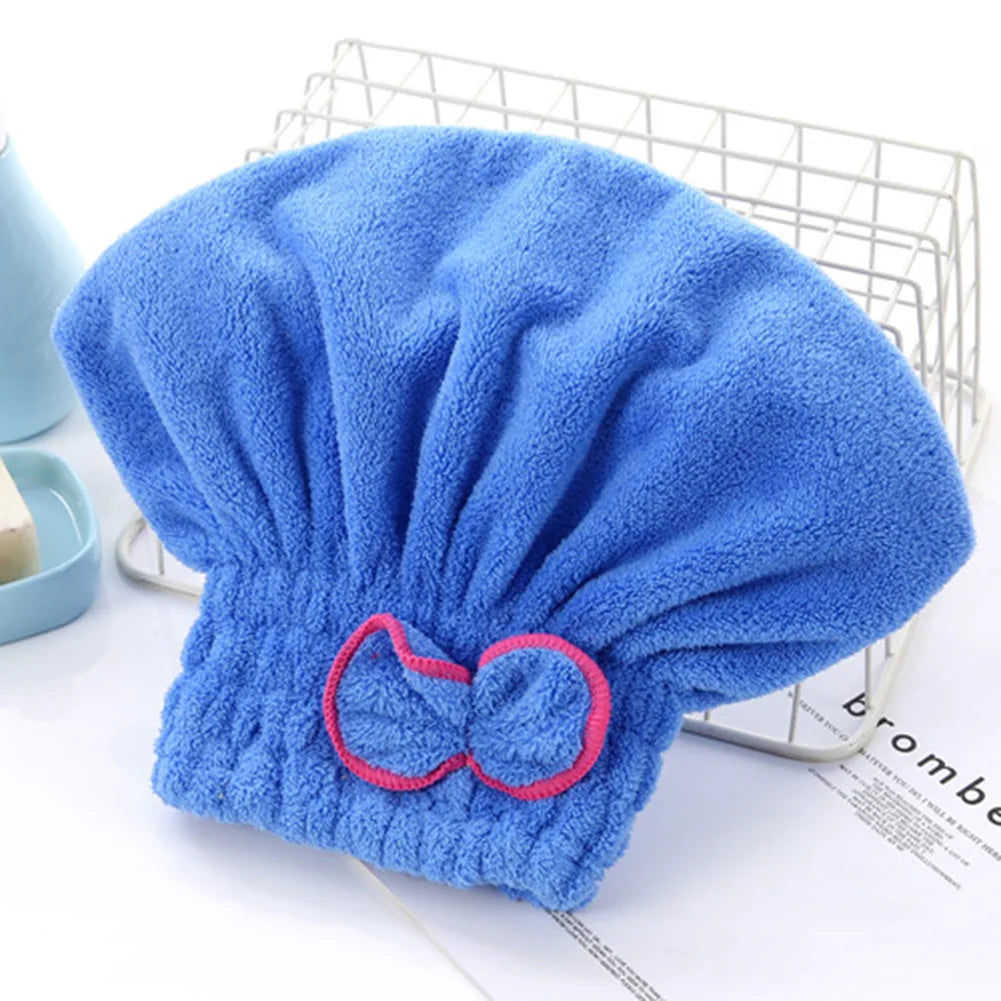 6-Colors Microfiber Solid Quickly Dry Hair Hat Hair Turban Women Head Wrap Hat Thickened Absorbent Dry Hair Cap