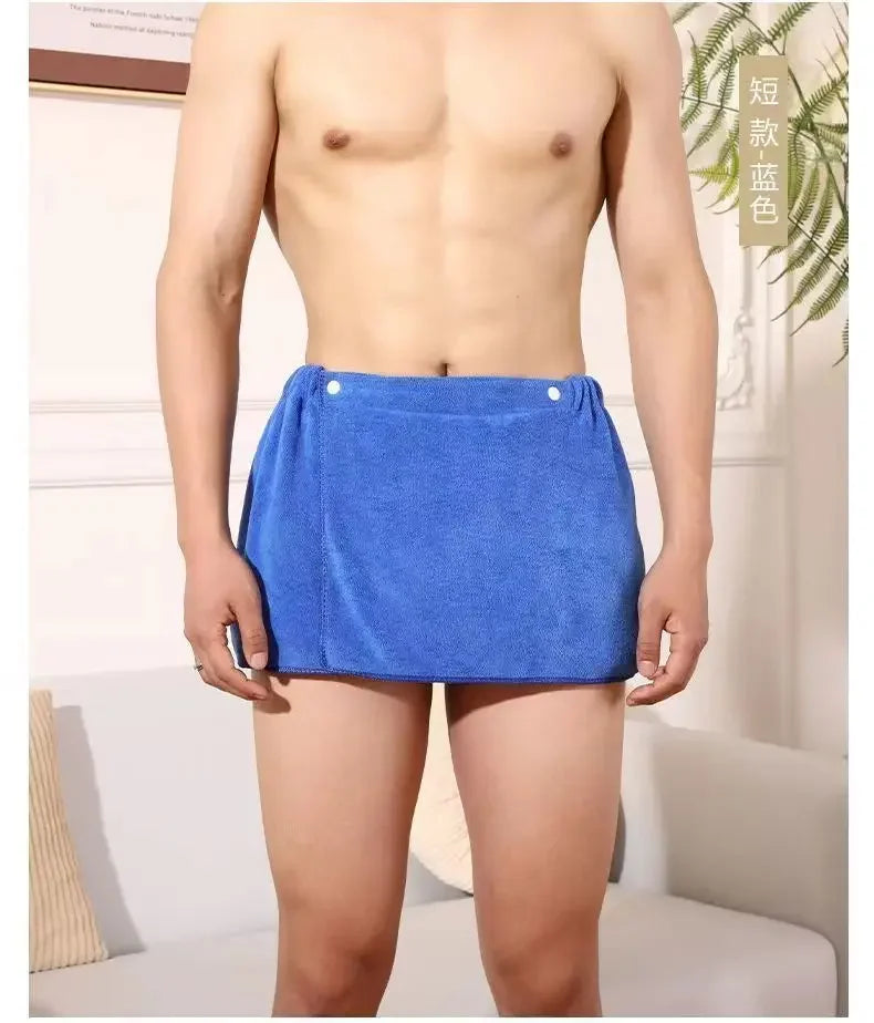 Men's Sexy Shorts Bathrobe Bath Towel Soft Side Open Pajamas Bath Towel Thick Swimming Soft Beach Shower Culottes Adult Pajamas