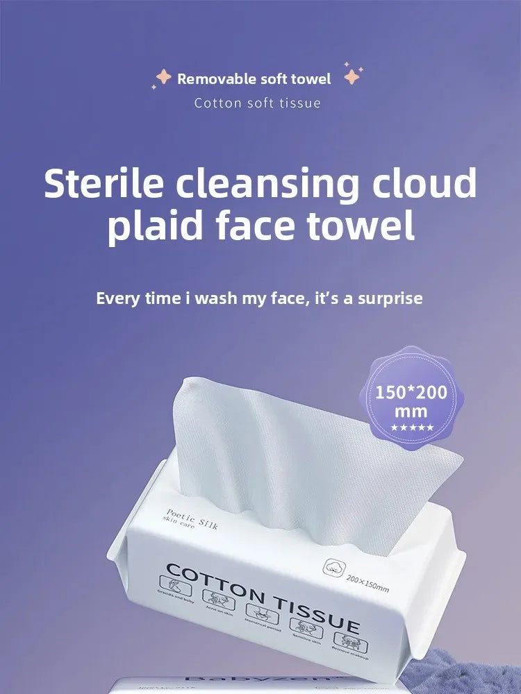 Face Towel Disposable Pure Cotton Thick Facial Towels Disposable Compressed Wipes Soft Cleansing Wipes Travel Makeup Paper Home