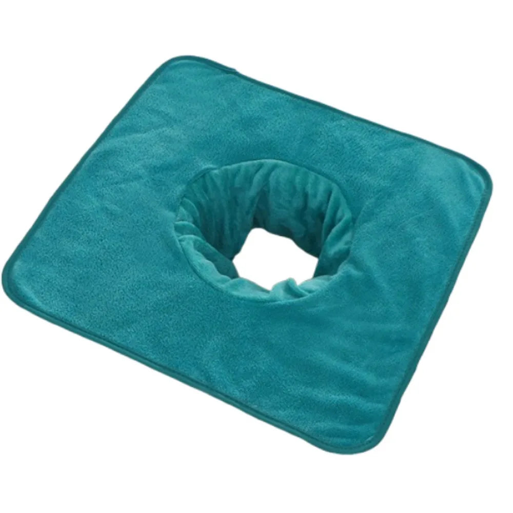 Thickened Massage Face Towel Breathable Soft Beauty Salon Towel with Hole Solid Color Headrest Pads for Beauty Salons