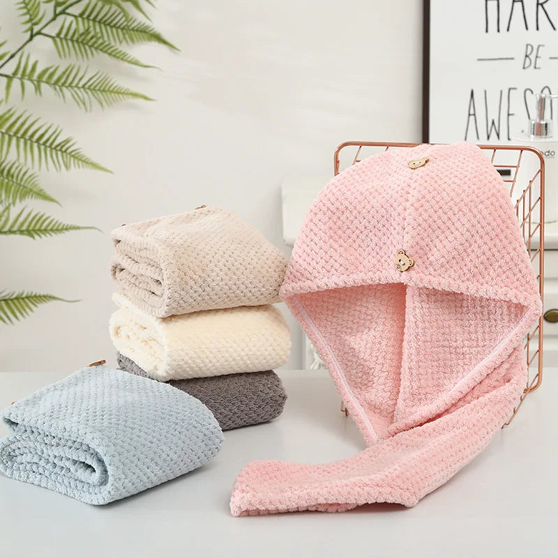 Dry Hair Hat Super Absorbent Soft Bathroom Women Head Towels Girls Cute Hair Towel Hair Dry Wrap Bonnets