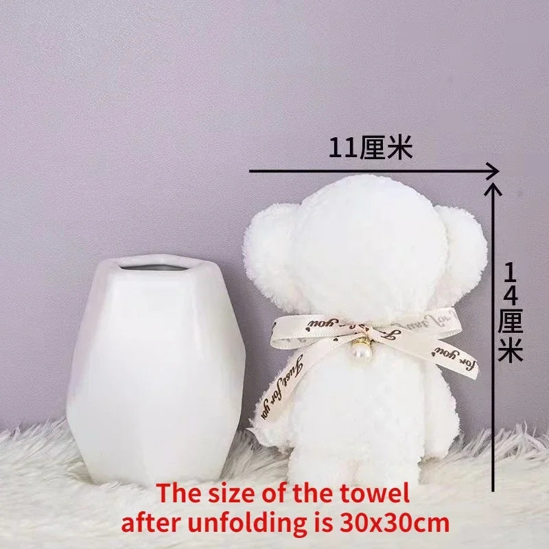 1pcs Coral Velvet Bear Shape Towel Set with Gift Bag Face Towel Baby Shower Home Party Wedding Birthday Gifts for Mother Friend