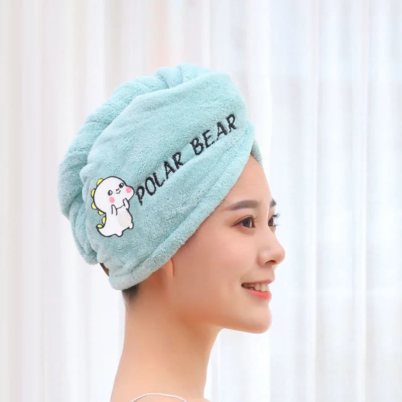 Dry Hair Hat Super Absorbent Soft Bathroom Women Head Towels Girls Cute Hair Towel Hair Dry Wrap Bonnets