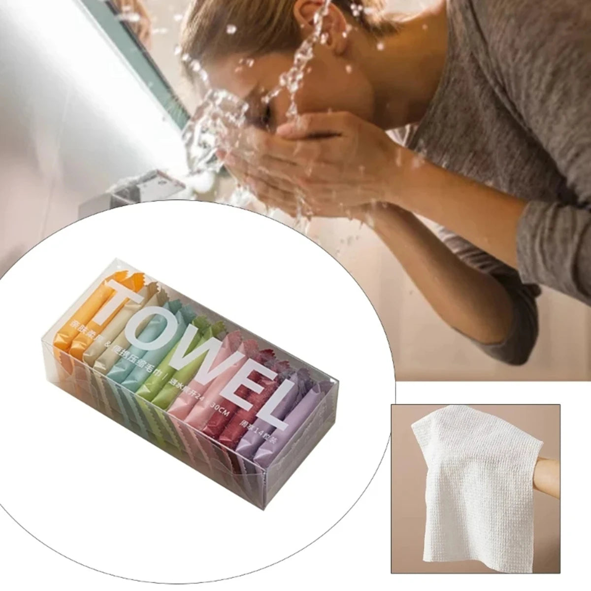 14pcs/box ,Face Cleansing Thickened Compressed Beauty Square Towel, Portable Travel Towel Disposable Washcloth