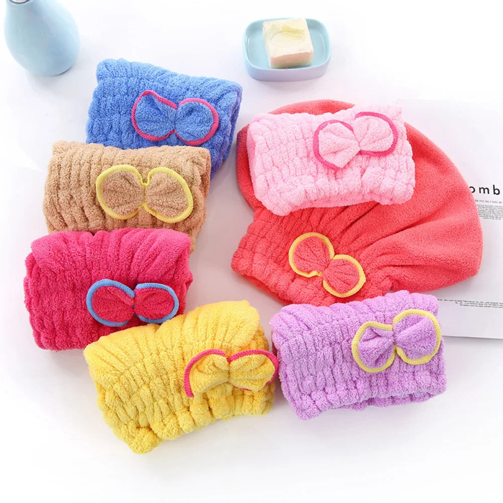 6-Colors Microfiber Solid Quickly Dry Hair Hat Hair Turban Women Head Wrap Hat Thickened Absorbent Dry Hair Cap
