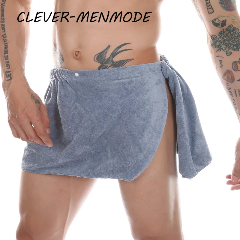 Men's Sexy Shorts Bathrobe Bath Towel Soft Side Open Pajamas Towel Thick Swimming Soft Beach Shower Culottes 18+ Adult Pajamas