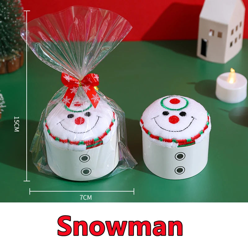 3-1PC Christmas Soft Hand Towel Absorbent Microfiber Santa Cake Shape Towel New Year Hand Wash Face Towel Bathroom Xmas Gifts