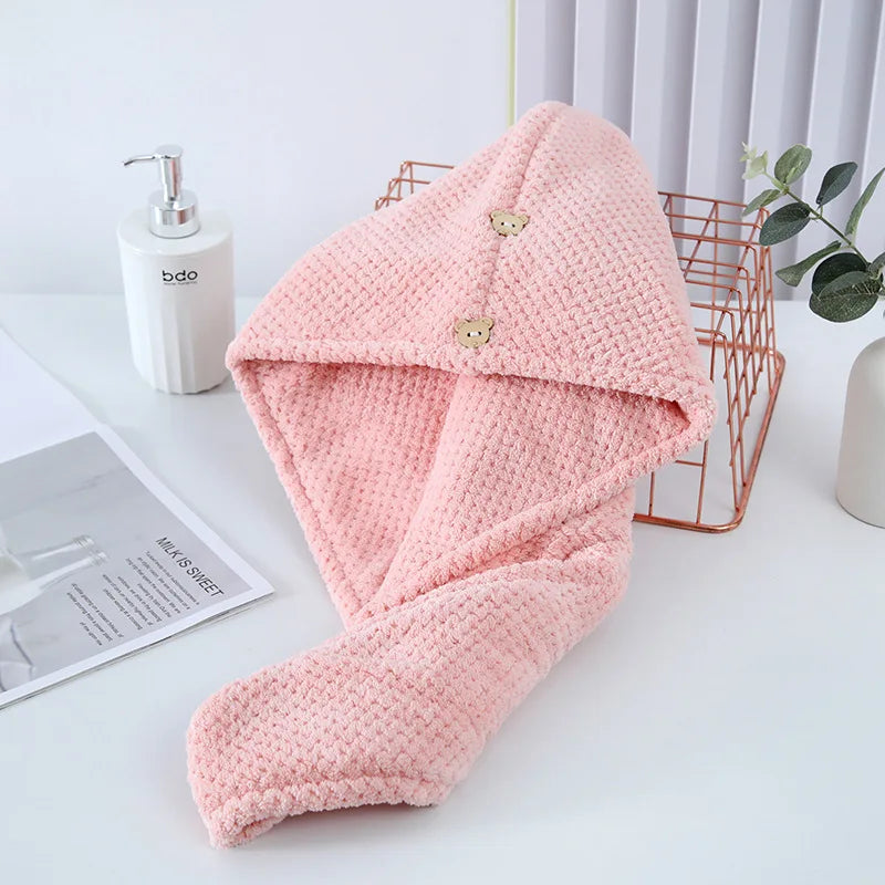 Dry Hair Hat Super Absorbent Soft Bathroom Women Head Towels Girls Cute Hair Towel Hair Dry Wrap Bonnets