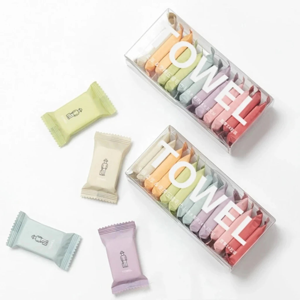 14pcs/box ,Face Cleansing Thickened Compressed Beauty Square Towel, Portable Travel Towel Disposable Washcloth