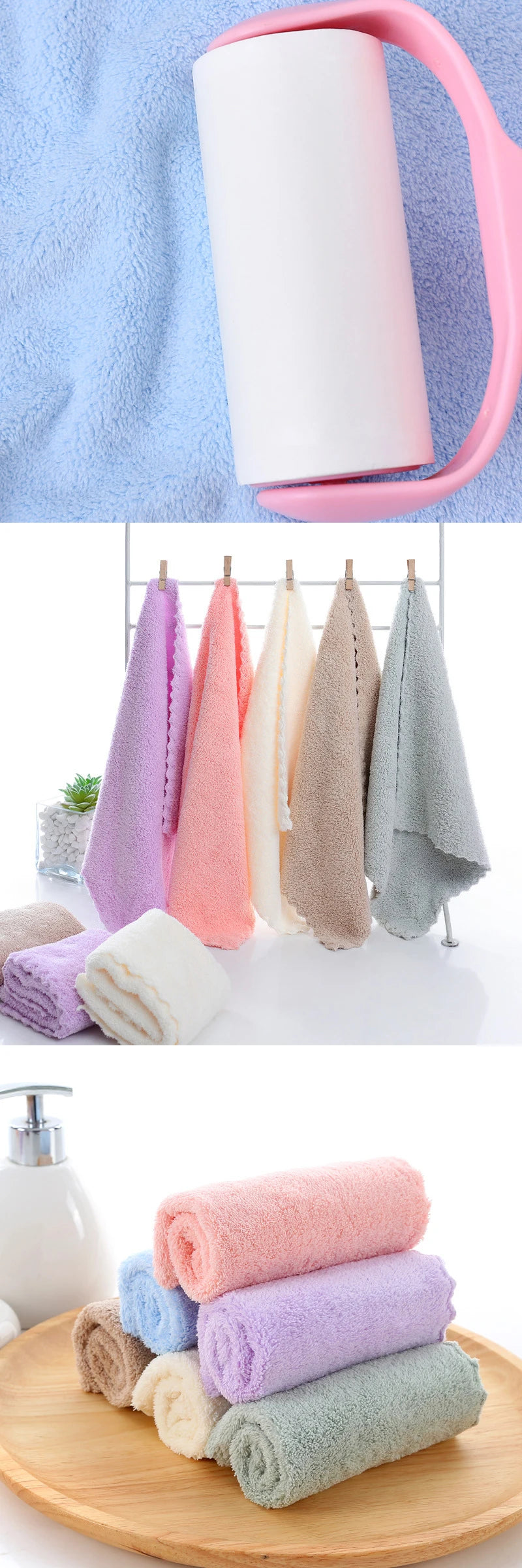 10Pcs Thickened Microfiber High-density Coral Fleece Towel Quick Dry Clean Face Soft Absorbent Towel