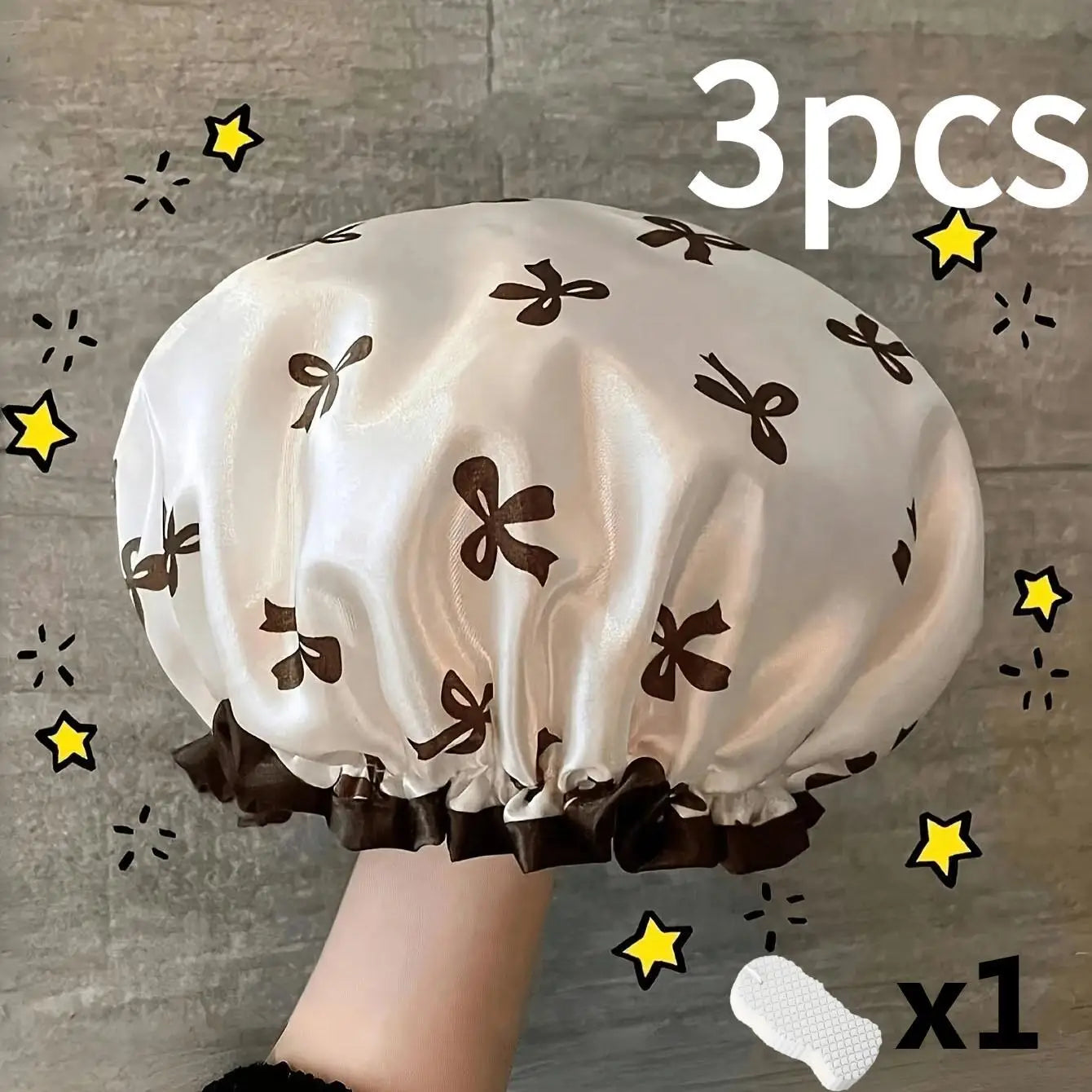 Waterproof Double-Layer Bath Hats, Summer Elastic Hair Caps, Adjustable Adult Kitchen Oil-Proof Hat, Bathroom Dry Hair Cap Set