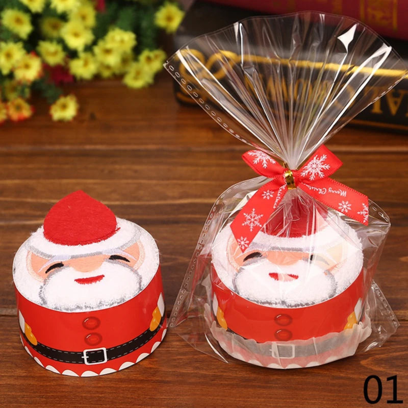 10pcs Christmas Soft New Christmas Hand Towel Red Santa New Year Gift Hand Wash Face Towel Home Bathroom