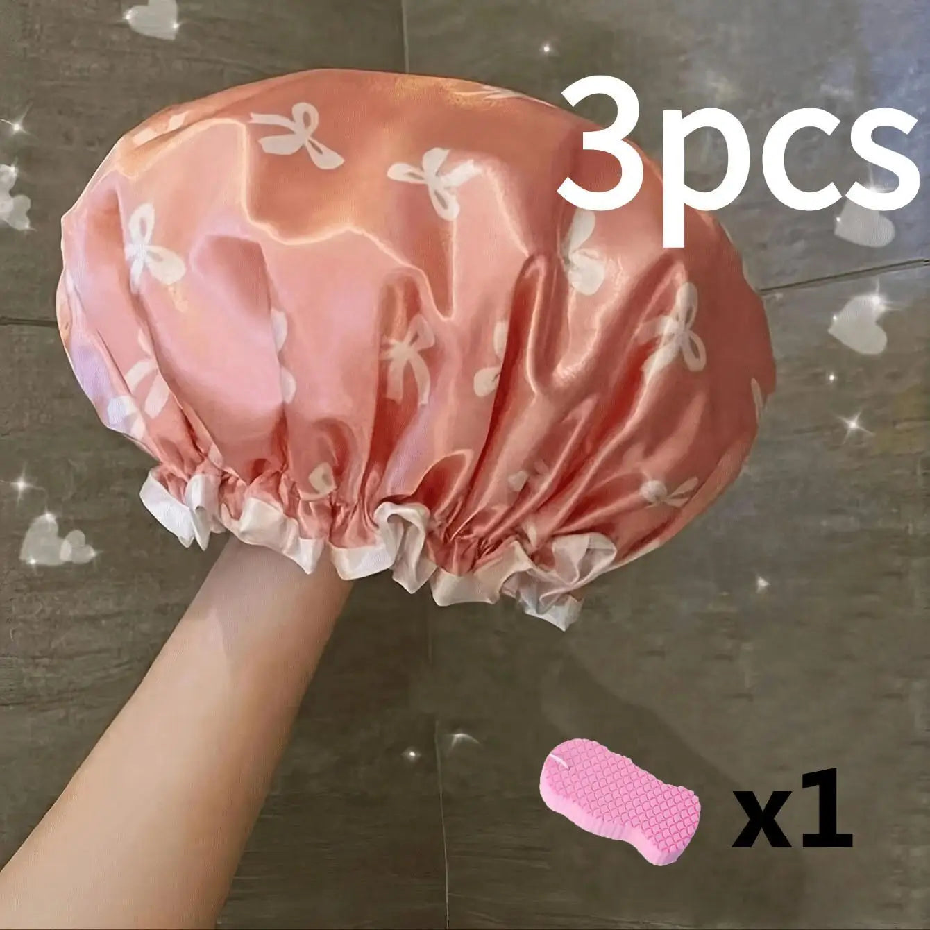 Waterproof Double-Layer Bath Hats, Summer Elastic Hair Caps, Adjustable Adult Kitchen Oil-Proof Hat, Bathroom Dry Hair Cap Set