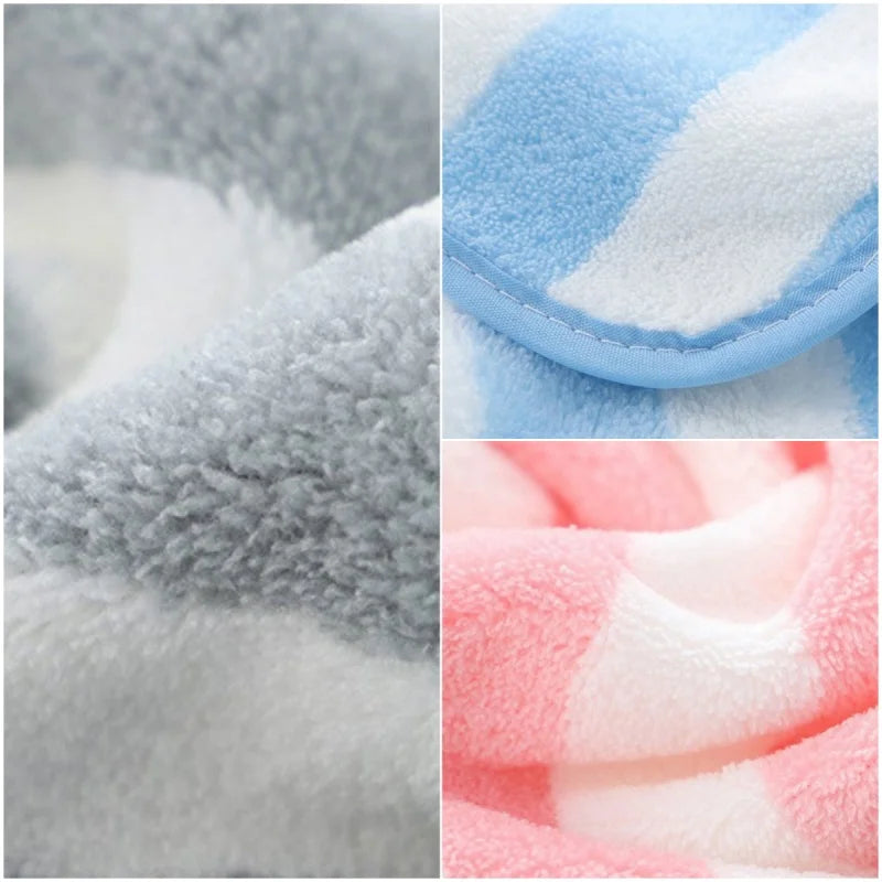 Soft Striped Bath Towel Set - Quick-Drying Absorbent Microfiber Face & Hand Towels for Bathroom, Home Spa - 70x140cm & 35x75cm