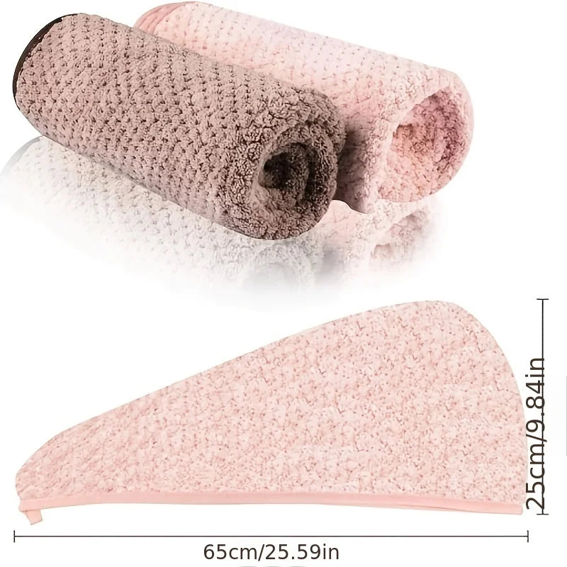 1PCS Hair Towel Wrap,Hair Drying Towel with Button, Microfiber Hair Towel, Dry Hair Hat, Bath Hair Cap