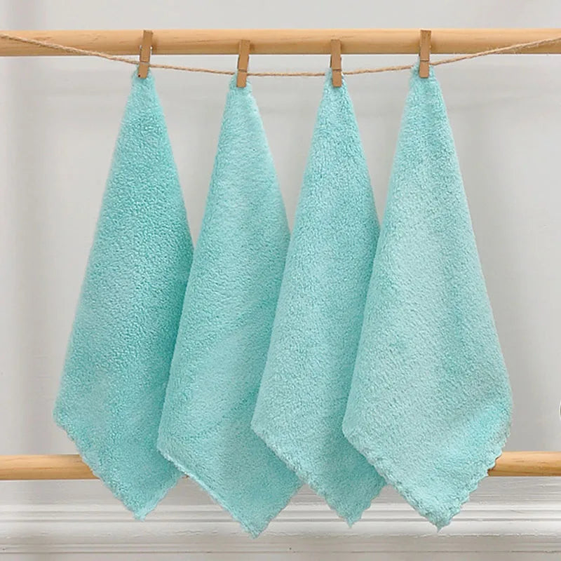 1-50pcs Hand Towels Small 24x24cm Coral Fleece Solid Color Face Towel For Kids Good Water Absorption Dish Towel toalha de banho